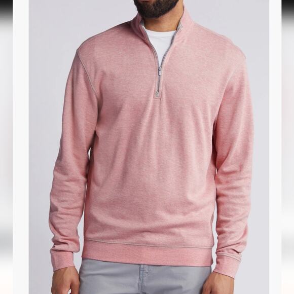 New nwt Johnnie-O Hanks Heathered Quarter Zip Pullover coral light red Small - Picture 1 of 7